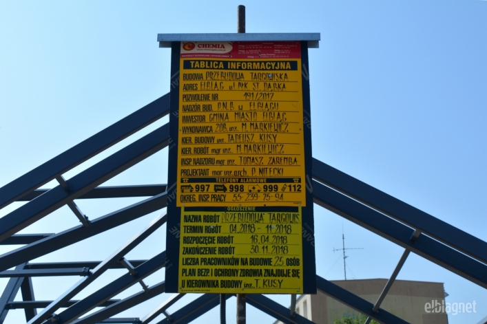 Przebudowa targowiska miejskiego w Elblągu (sierpień 2018 r.
