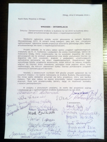 Radni chcą budowy placu zabaw dla niepełnosprawnych dzieci