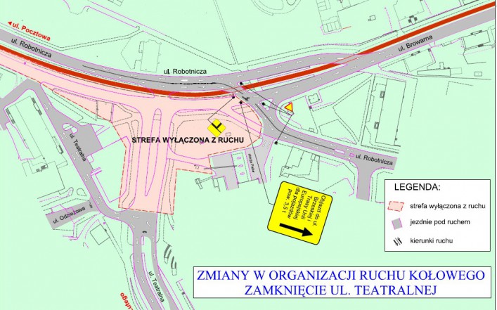 Remont Drogi 503. Zamknięcie odcinków ulic Browarnej i Teatralnej