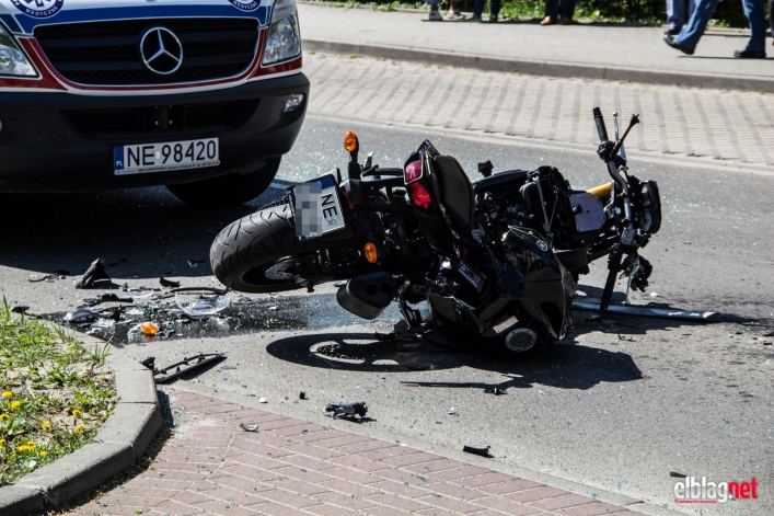 Wypadek motocyklisty na Wiejskiej