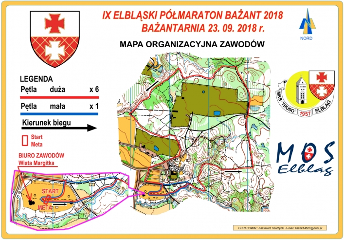 Mapa trasy półmaratonu Bażant