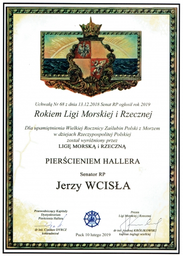 Senator Jerzy Wcisła Kawalerem Pierścienia Hallera
