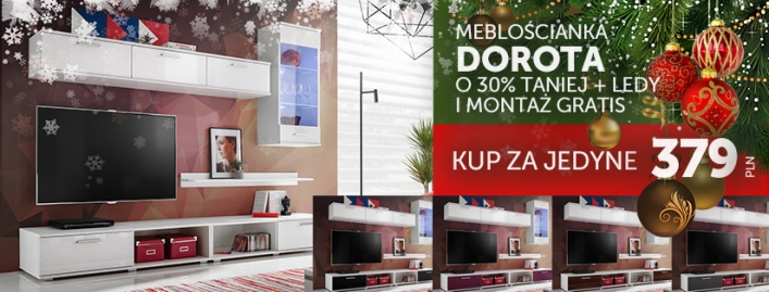 Świąteczna wyprzedaż w Dany Meble. Meblościanka Dorota o 30% taniej + ledy i montaż gratis