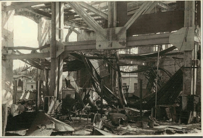 Hala turbinowa Zakładów Mechanicznych im. Świerczewskiego po pożarze w 1949 roku 