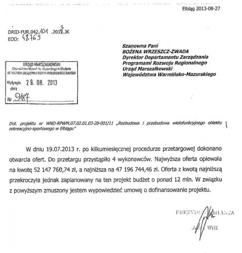 To tylko intencja czy zamierzony efekt w sprawie stadionu?