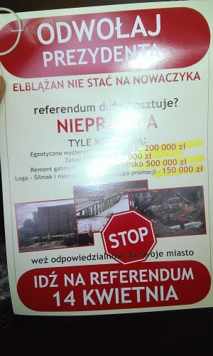 Ulotki zachęcające do udziału w referendum pojawiły się na mieście