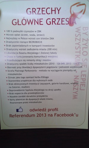 Ulotki zachęcające do udziału w referendum pojawiły się na mieście