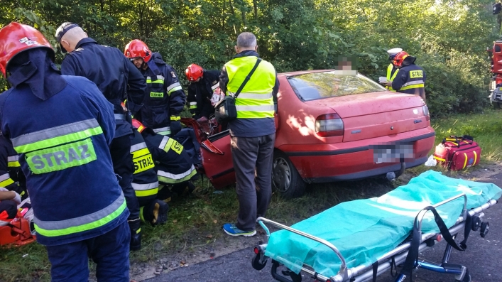 Wypadek na drodze krajowej 504. Kierowca w ciężkim stanie