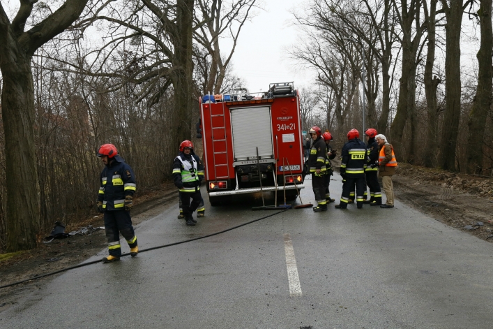 Wypadek w Dąbrowie Kolonii. Samochód rozpadł się na dwie części!