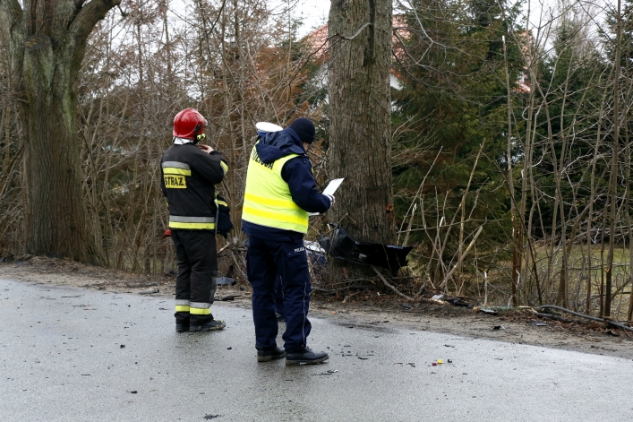 Wypadek w Dąbrowie Kolonii. Samochód rozpadł się na dwie części!