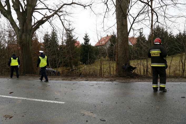 Wypadek w Dąbrowie Kolonii. Samochód rozpadł się na dwie części!
