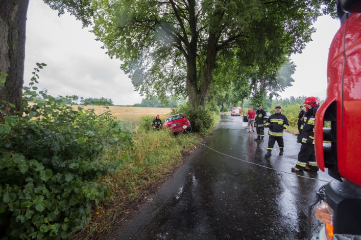 Wypadek za Pasłękiem. Kierująca straciła panowanie nad samochodem