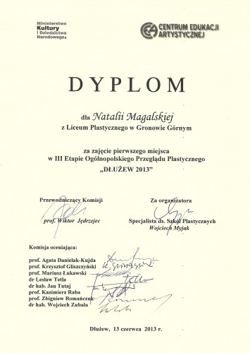 Z indeksem na uczelnie artystyczne w kieszeni - sukces uczennicy Liceum Plastycznego