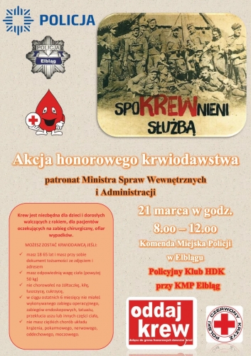 Zbiórka krwi w komendzie – „SpoKREWnieni służbą”