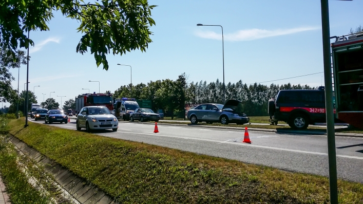 Zderzenie pojazdów na drodze krajowej numer 7