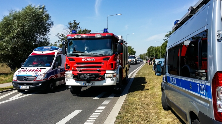 Zderzenie pojazdów na drodze krajowej numer 7
