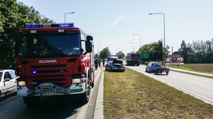 Zderzenie pojazdów na drodze krajowej numer 7