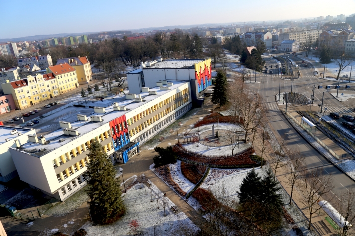 Zimowy widok z wieży Urzędu Miejskiego w Elblągu