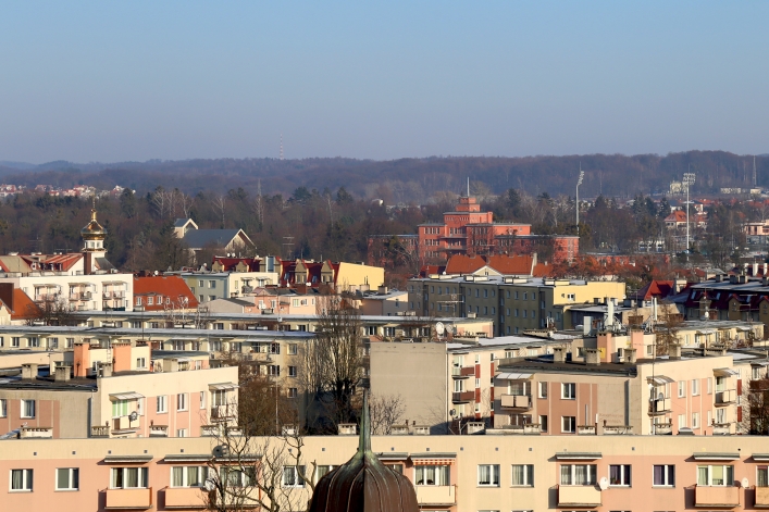 Zimowy widok z wieży Urzędu Miejskiego w Elblągu
