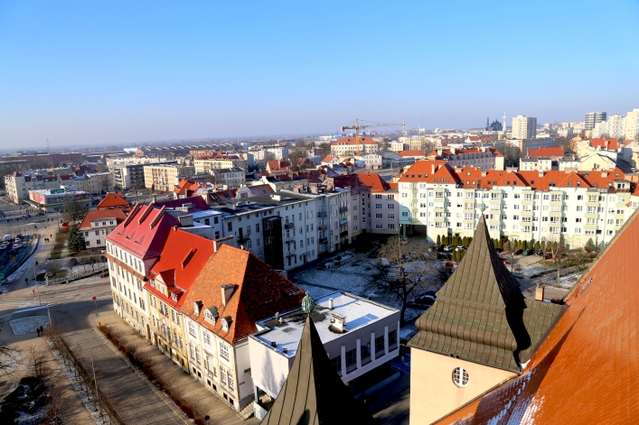 Zimowy widok z wieży Urzędu Miejskiego w Elblągu