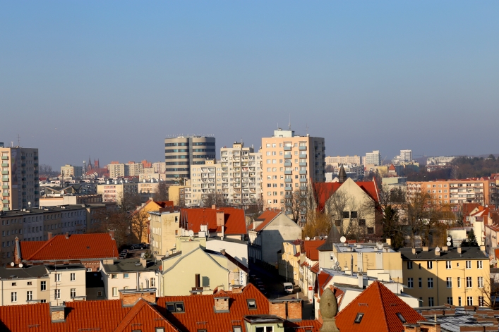 Zimowy widok z wieży Urzędu Miejskiego w Elblągu