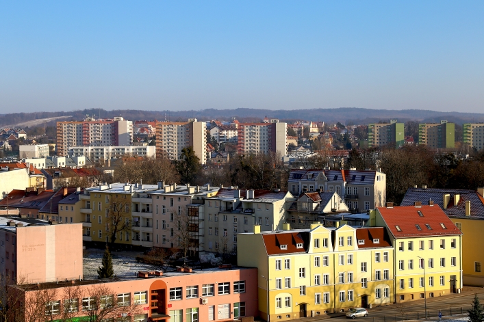 Zimowy widok z wieży Urzędu Miejskiego w Elblągu
