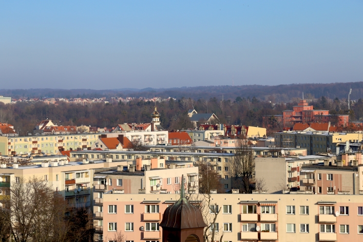 Zimowy widok z wieży Urzędu Miejskiego w Elblągu