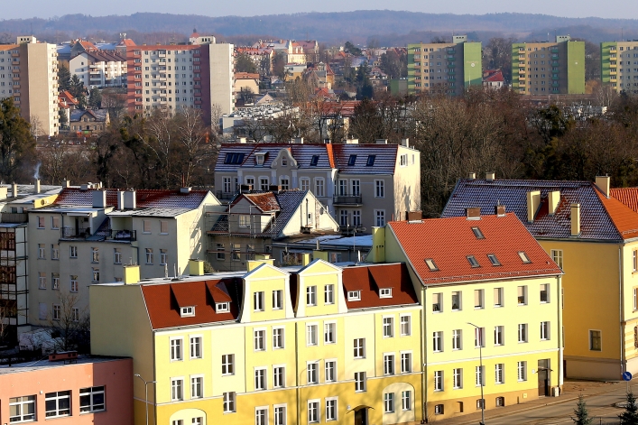 Zimowy widok z wieży Urzędu Miejskiego w Elblągu
