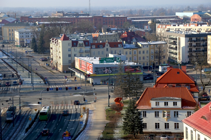 Zimowy widok z wieży Urzędu Miejskiego w Elblągu