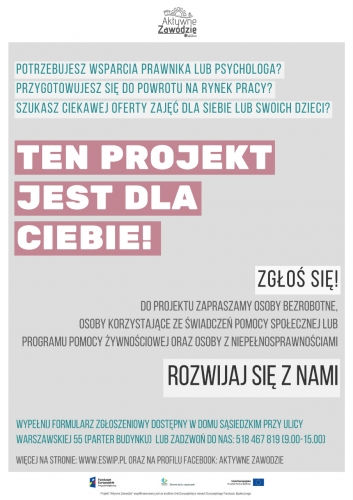 „Aktywne Zawodzie”. Zrób coś dla siebie! Jeszcze tylko 6 dni trwała będzie rekrutacja uczestników