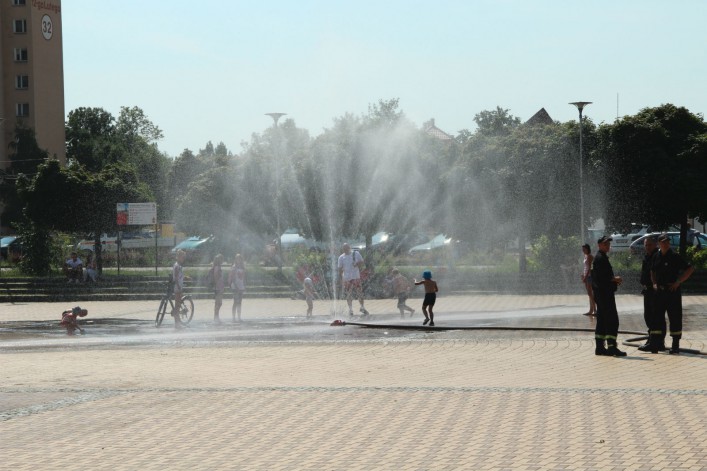 Kurtyna wodna na Placu Jagiellończyka